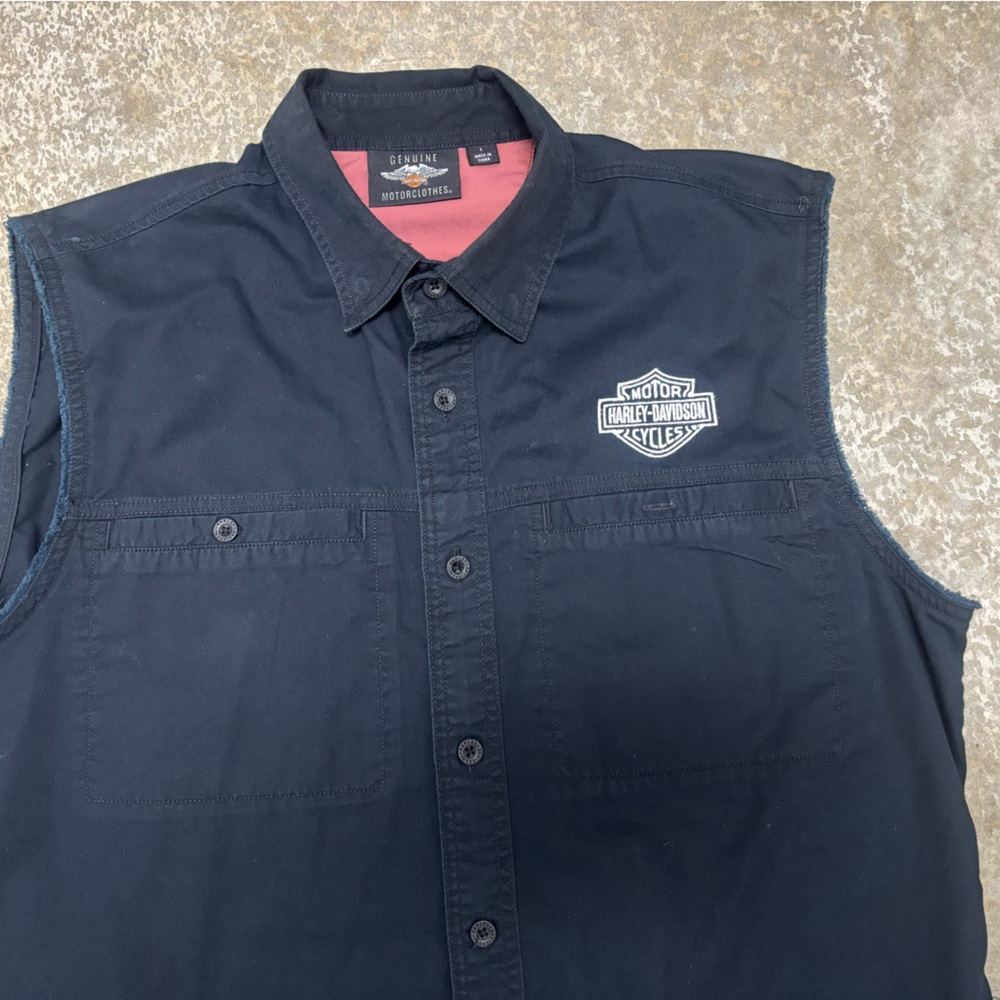 Harley-Davidson Men’s Flag Blowout, Button up, Sleeveless shirt, Size L